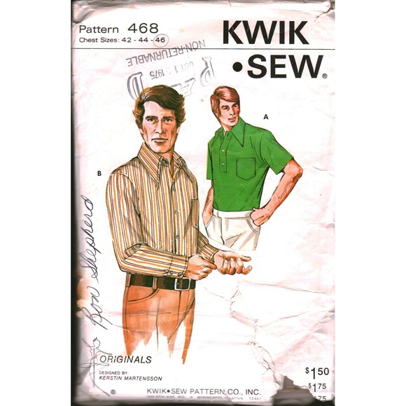 Kwik Sew Other - Vintage Kwik Sew 468 Mens Shirt Sewing Pattern Kerstin Martensson Chest 42-46